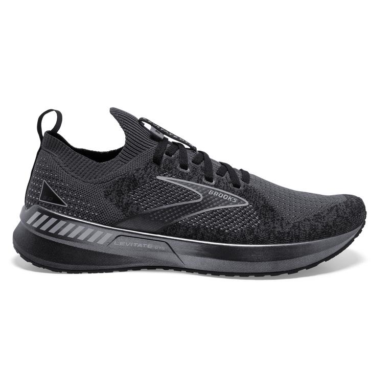 Brooks Levitate StealthFit GTS 5 Men's Road Running Shoes - Black/Ebony/Grey/Charcoal (85701-QPOD)